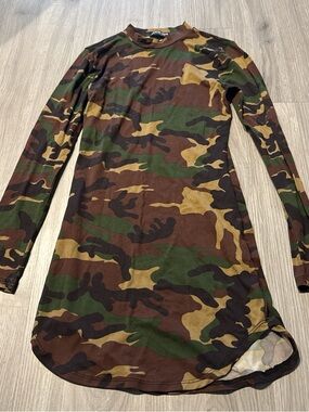 Camo Long Sleeve Tunic Dress